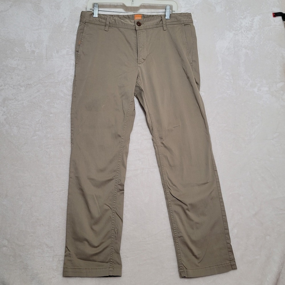 Hugo Boss Orange Pants Mens 34x30 Khaki Beige Schino Regular Fit Chinos Casual